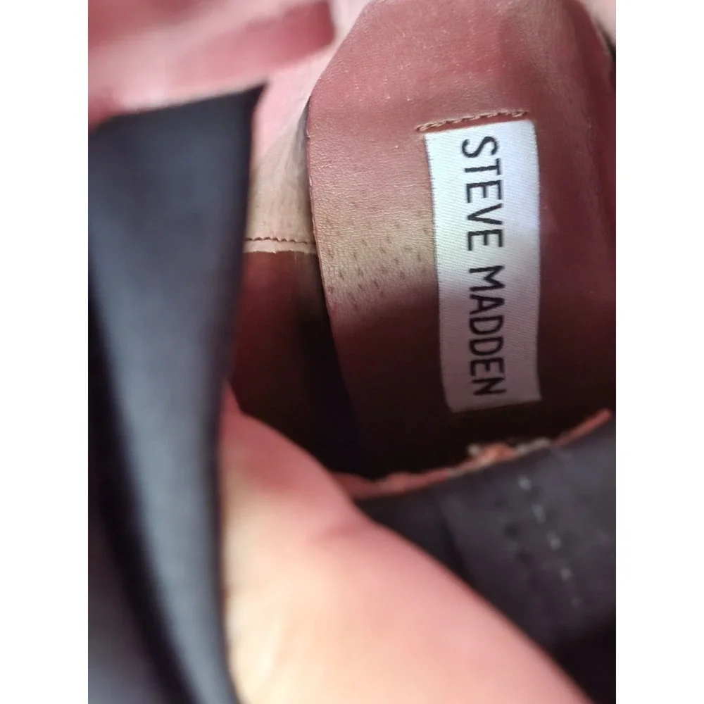 Steve Madden Rose Gold Velvet Block Heeled Boots sz‎ 7.5M